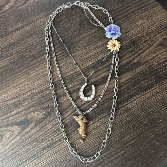 2000s Layered Horseshoe Flower Necklace ASO Alex Russo - Picture 3 of 12